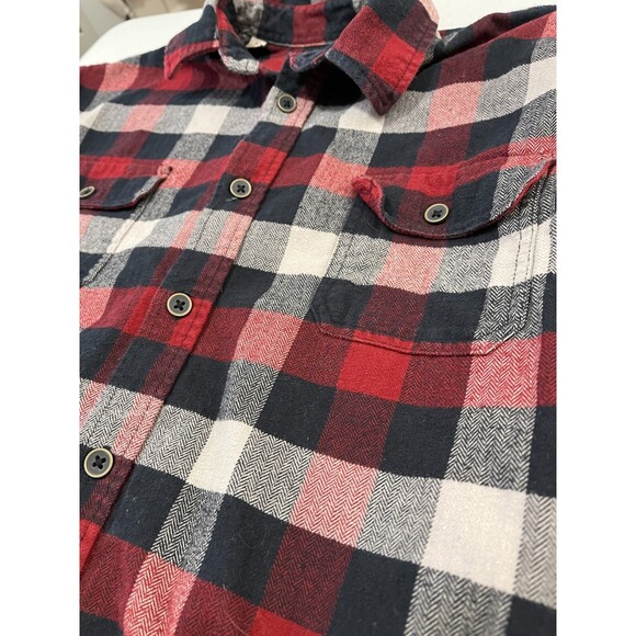 Jachs MFG Co. Red Black Grey Checkered Plaid Flannel Shirt - Men's Large - Picture 3 of 10